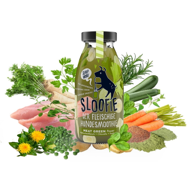 Smoothie “Meat Green” au poulet – Complément naturel pour chien